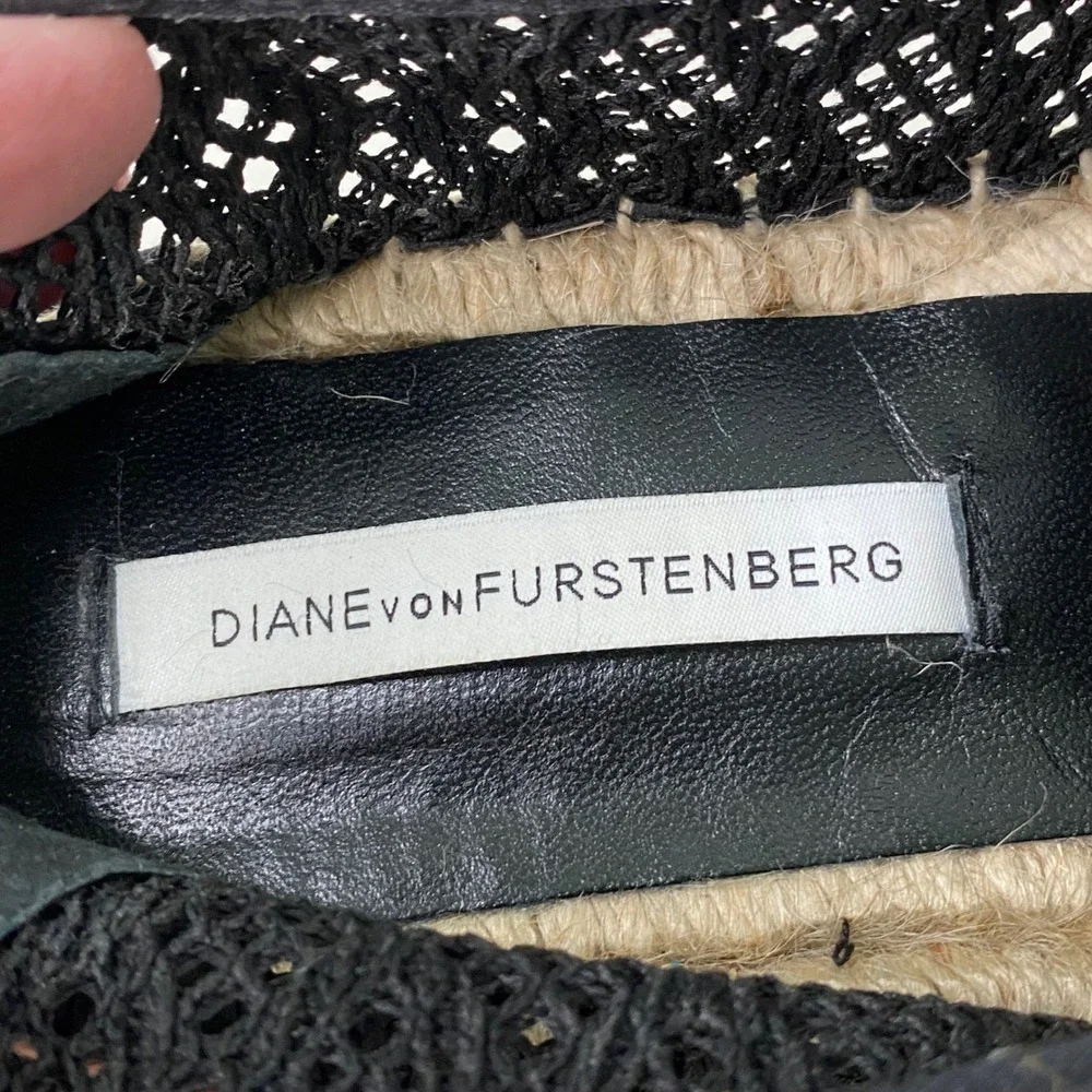 Diane von Furstenberg‎ Espadrille Sneakers Black Lace Up Size 37 EU/6.5 US